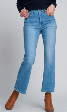 Blue Crop Flare Jeans