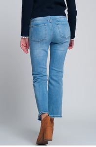 Blue Crop Flare Jeans