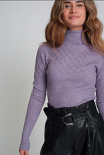 Load image into Gallery viewer, Lavender Diamond Knit Turtleneck