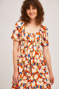 Orange Fruit Midi Dress