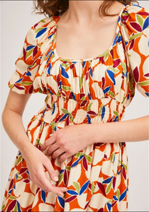 Orange Fruit Midi Dress