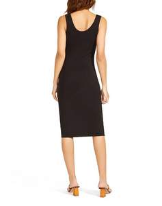 Black Ribbed Button Dress