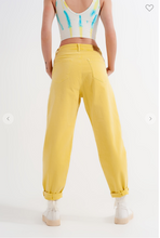 Load image into Gallery viewer, HIGH RISE MOM JEANS WITH PLEAT FRONT IN YELLOW