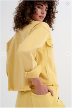 Load image into Gallery viewer, RAW HEM DENIM JACKET IN YELLOW
