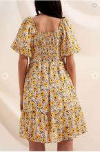 Load image into Gallery viewer, PUFF SLEEVE SMOCK DRESS IN YELLOW