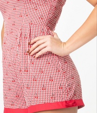 Load image into Gallery viewer, Gingham and Cherry Print Romper