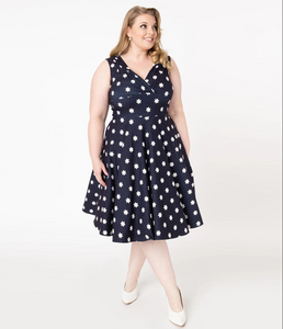 Daisy Print Denim Swing Dress