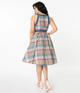 Mulitcolored Plaid Swing Dress