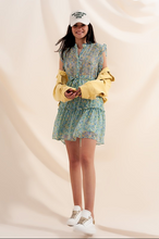 Load image into Gallery viewer, Aqua Floral Ruffle Dress