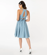 Load image into Gallery viewer, Polka Dot and Pom Pom Flare Dress