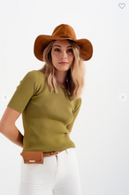 Load image into Gallery viewer, RIB KNITTED SWEATER WITH TIE BACK IN GREEN