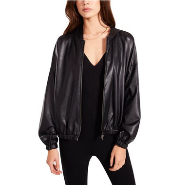 Faux Leather Hoodie Jacket