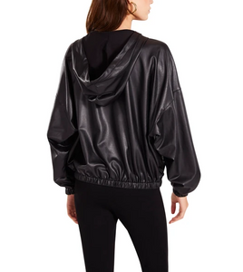 Faux Leather Hoodie Jacket