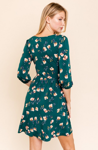 Forest Green 3/4 Sleeve Dress