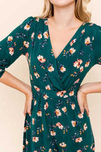 Forest Green 3/4 Sleeve Dress