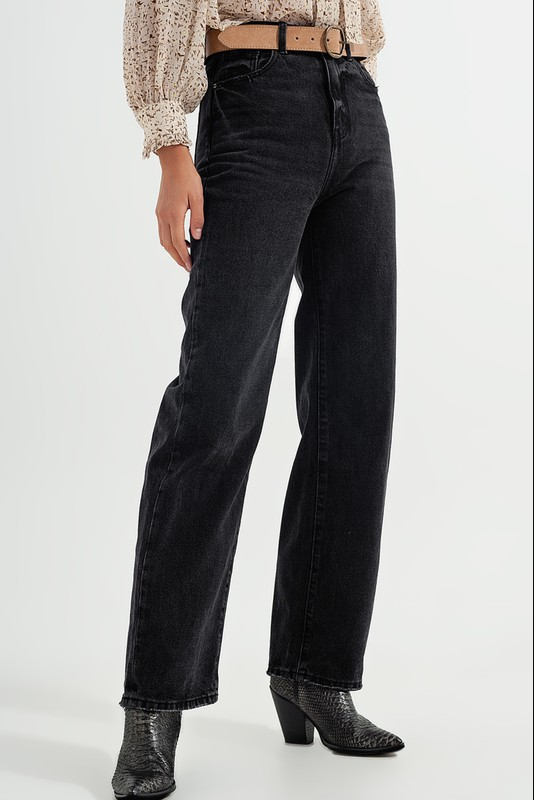 High Rise Washed Black Jeans