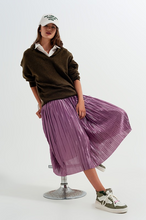 Load image into Gallery viewer, Purple Pleated Skirt