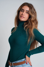 Load image into Gallery viewer, Teal Fitted Turtleneck