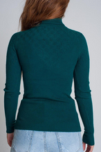 Load image into Gallery viewer, Teal Fitted Turtleneck