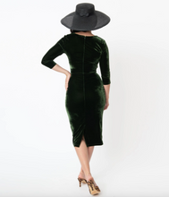 Load image into Gallery viewer, Olive Velvet Mod Wiggle Dress