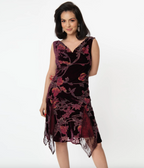 Velvet Floral Flapper Dress