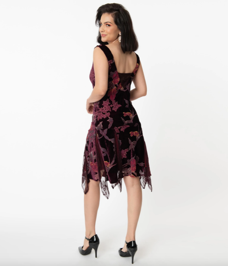 Velvet Floral Flapper Dress