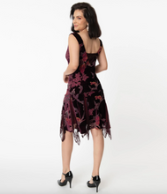 Load image into Gallery viewer, Velvet Floral Flapper Dress
