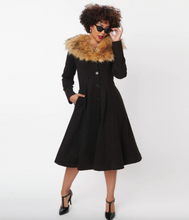 Load image into Gallery viewer, Swing Coat With Faux Fur Collar