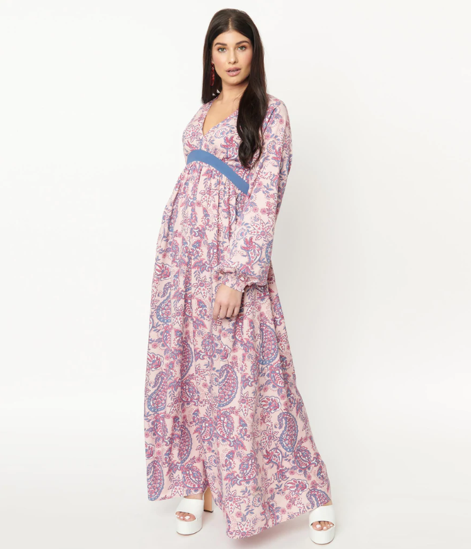 Pink Paisley Print Maxi