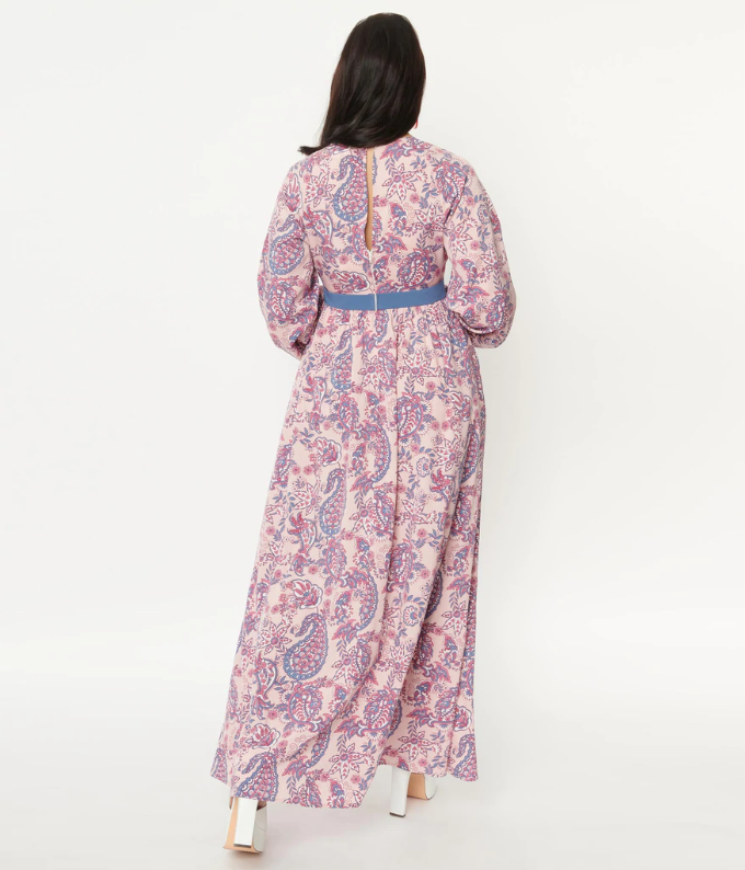 Pink Paisley Print Maxi