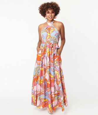 Summer Paisley Halter Dress
