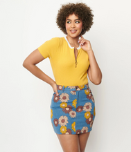 Load image into Gallery viewer, Denim Floral Mini Skirt