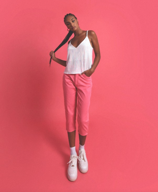 Slim Cropped Coral Pants