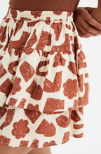 Load image into Gallery viewer, Brown Shapes Ruffled Skirt