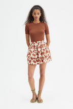 Brown Shapes Ruffled Skirt