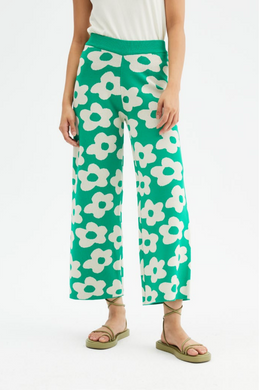 Green Flower Knit Trousers