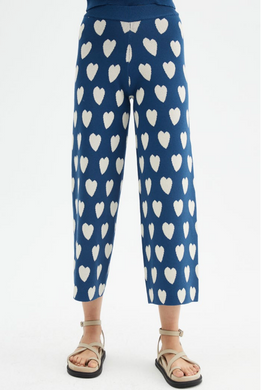Navy Heart Knit Trousers