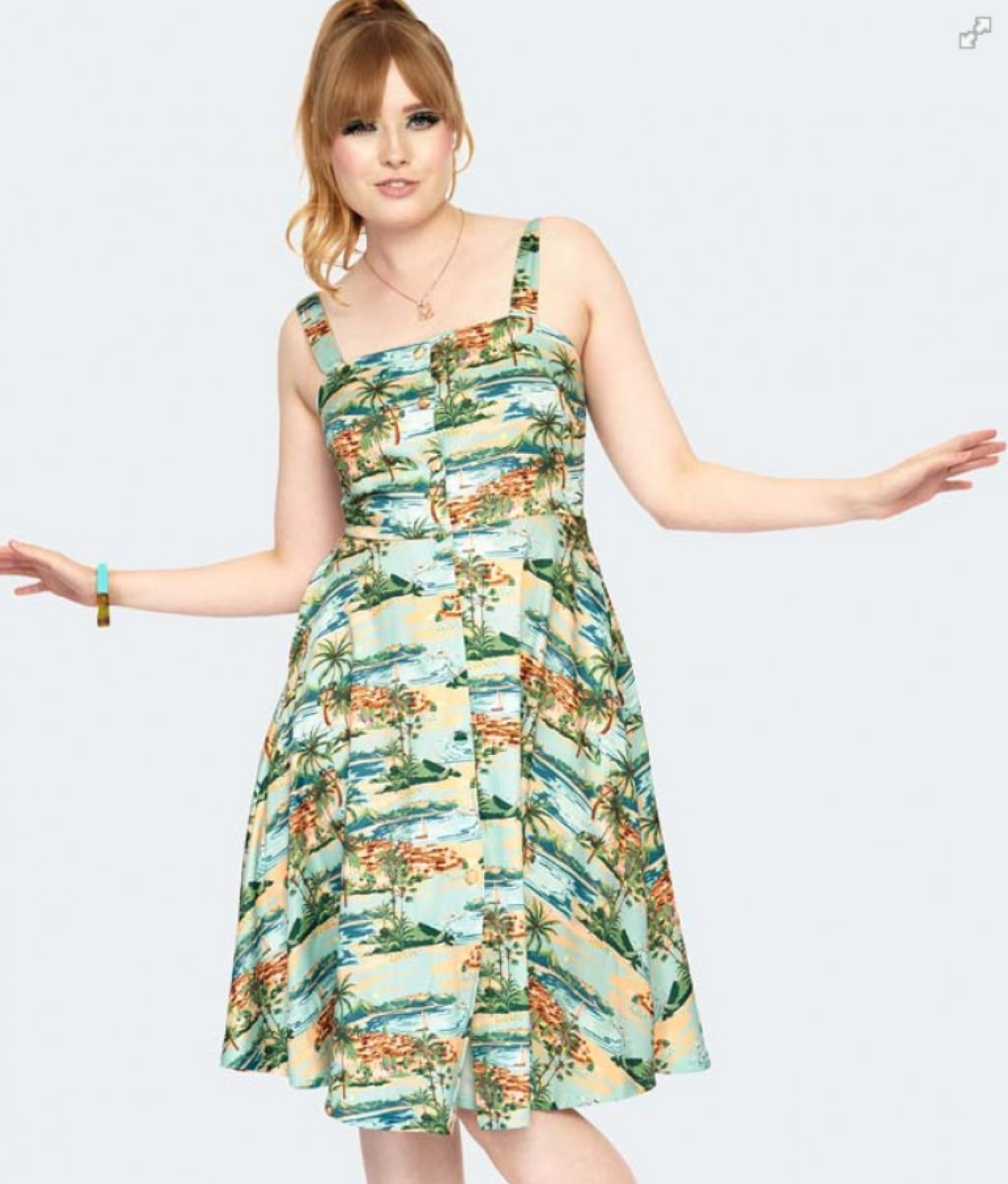 Riviera Button Front Flare Dress