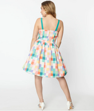 Load image into Gallery viewer, Pastel Rainbow Checkered Golightly Dress