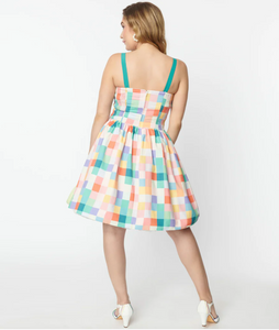 Pastel Rainbow Checkered Golightly Dress