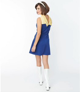 Navy & Yellow Gingham Mini Dress