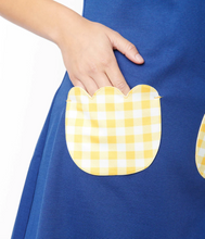 Load image into Gallery viewer, Navy &amp; Yellow Gingham Mini Dress