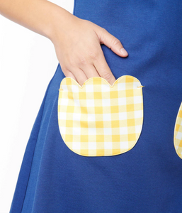 Navy & Yellow Gingham Mini Dress