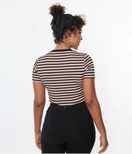 Load image into Gallery viewer, Black &amp; Pink Striped Top