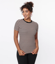 Load image into Gallery viewer, Black &amp; Pink Striped Top