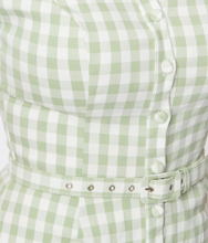 Load image into Gallery viewer, Sage &amp; White Gingham Romper