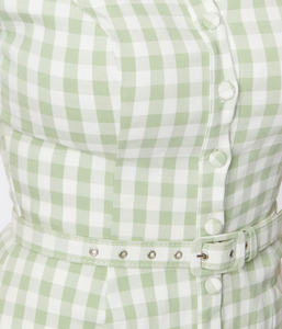Sage & White Gingham Romper
