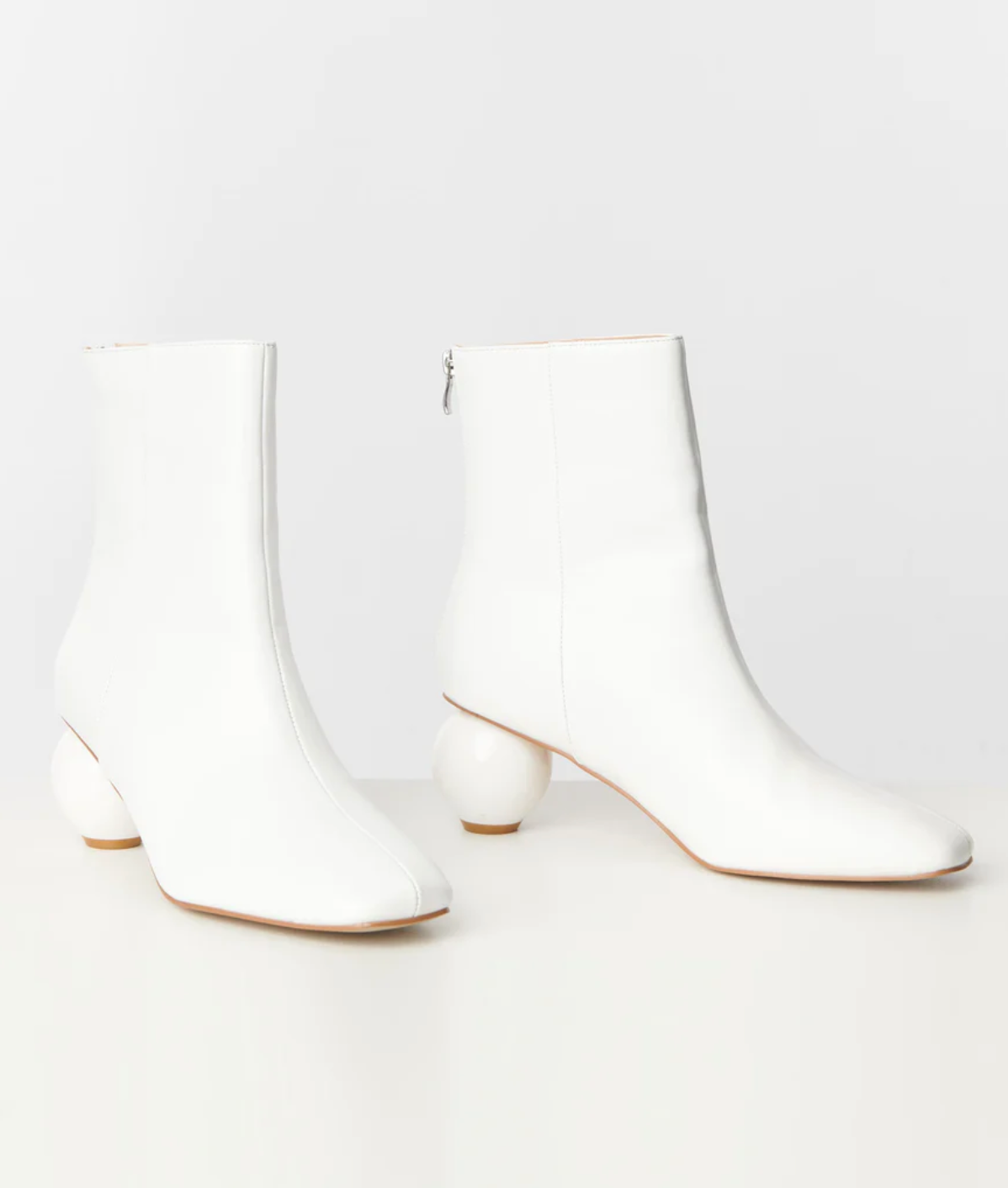 White Leatherette Ball Heel Booties