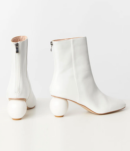 White Leatherette Ball Heel Booties