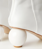 White Leatherette Ball Heel Booties